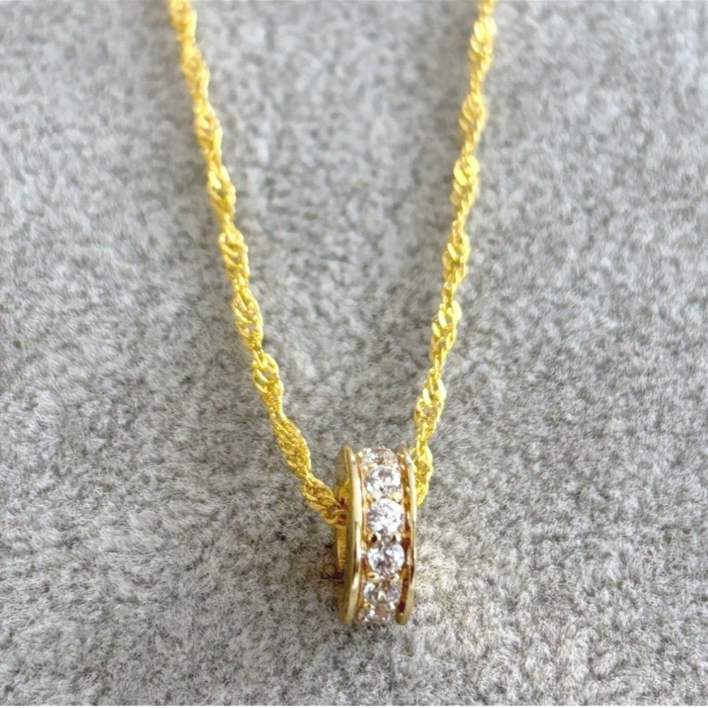 Gold Plated Rope Chain Necklace W Crystal Embellished Pendant  Lobster Clasp NEW